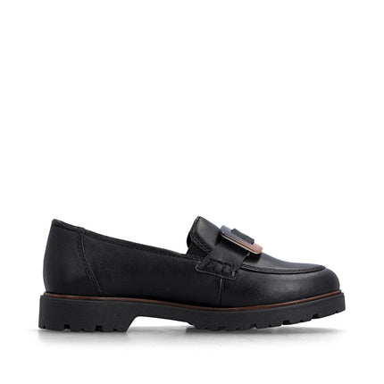 Rieker 45553-00  Black Ladies Casual Loafer Shoes