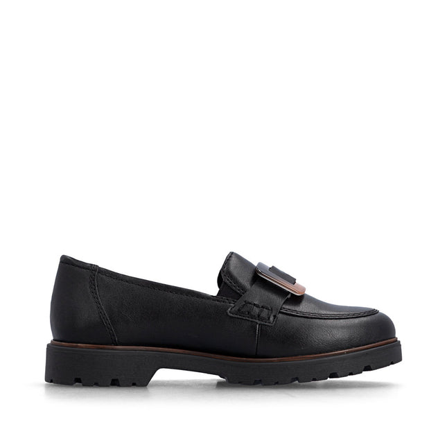 Rieker 45553-00  Black Ladies Casual Loafer Shoes