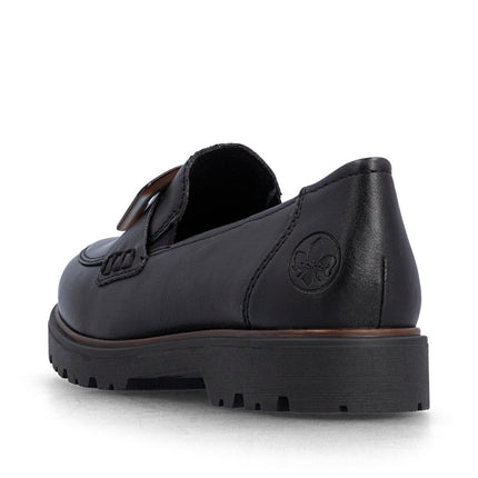 Rieker 45553-00  Black Ladies Casual Loafer Shoes