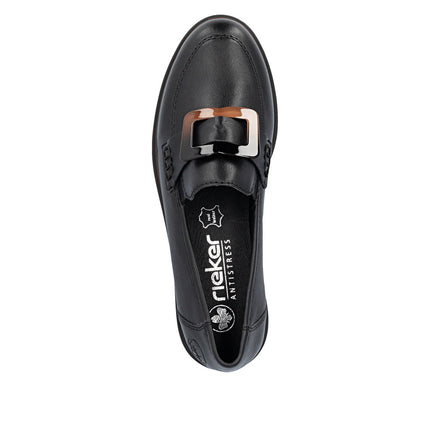 Rieker 45553-00  Black Ladies Casual Loafer Shoes