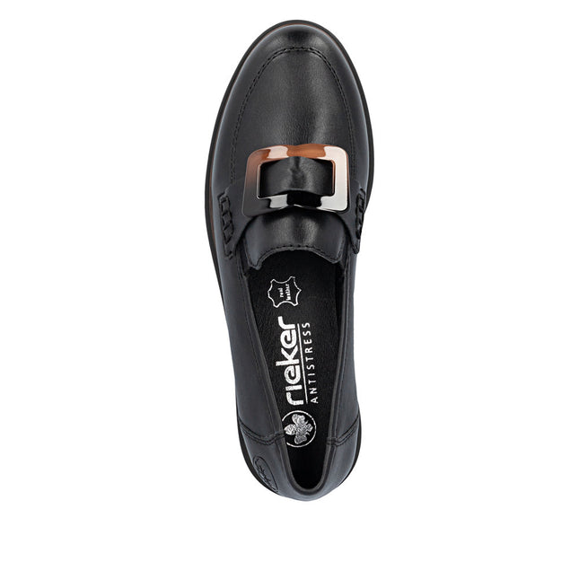 Rieker 45553-00  Black Ladies Casual Loafer Shoes