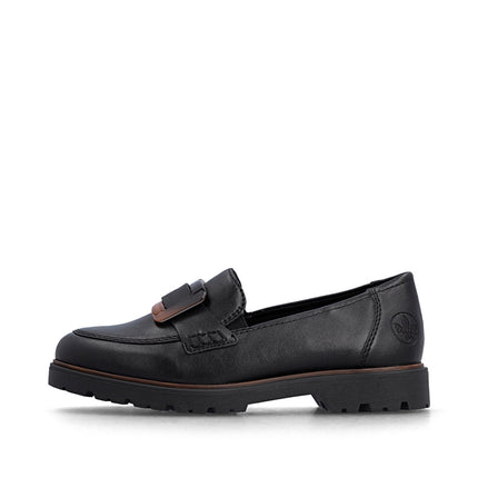 Rieker 45553-00  Black Ladies Casual Loafer Shoes