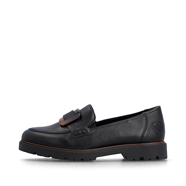 Rieker 45553-00  Black Ladies Casual Loafer Shoes