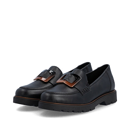 Rieker 45553-00  Black Ladies Casual Loafer Shoes