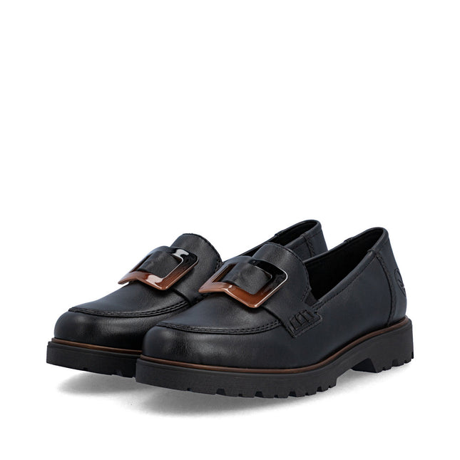 Rieker 45553-00  Black Ladies Casual Loafer Shoes