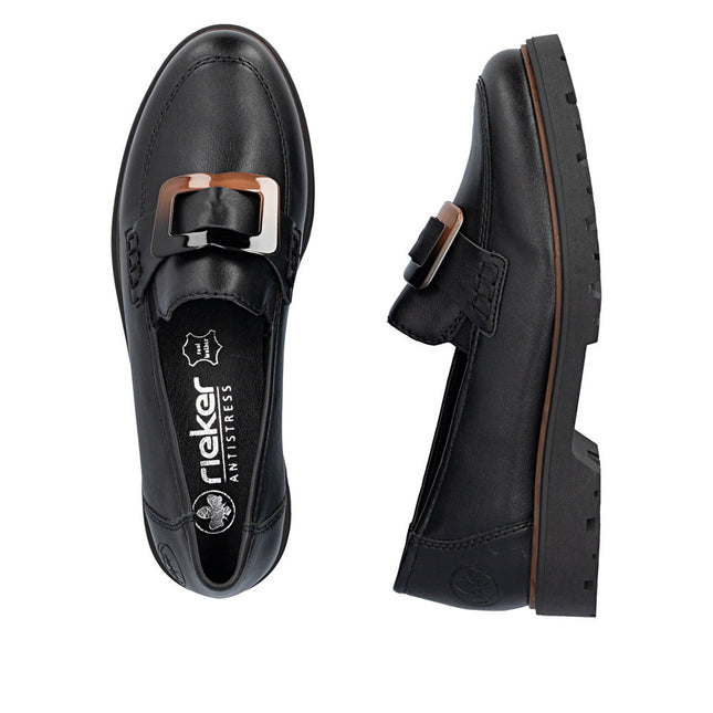 Rieker 45553-00  Black Ladies Casual Loafer Shoes