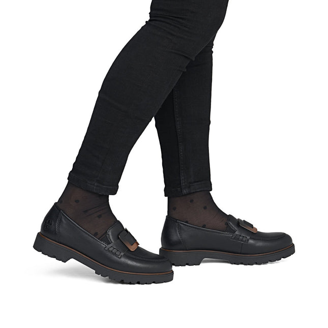 Rieker 45553-00  Black Ladies Casual Loafer Shoes