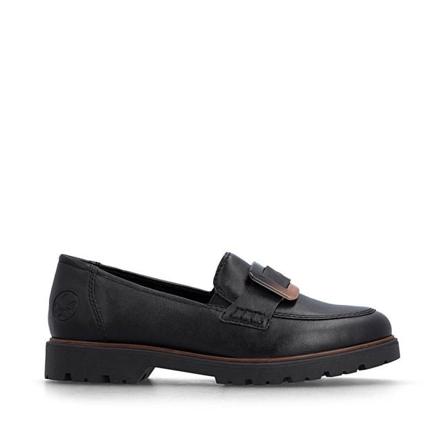 Rieker 45553-00  Black Ladies Casual Loafer Shoes