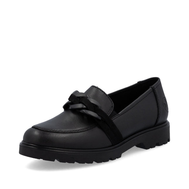 Rieker 45566-00 Black Leather Womens Loafer