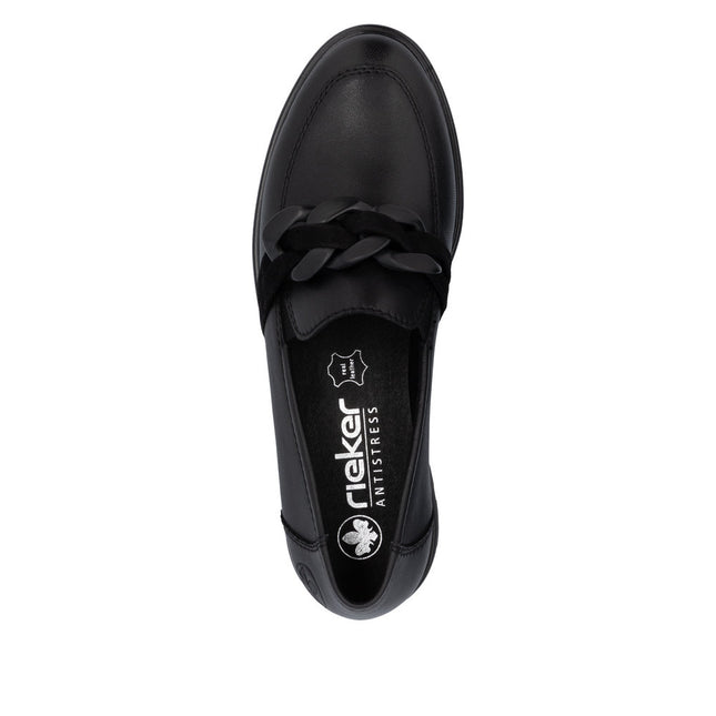 Rieker 45566-00 Black Leather Womens Loafer