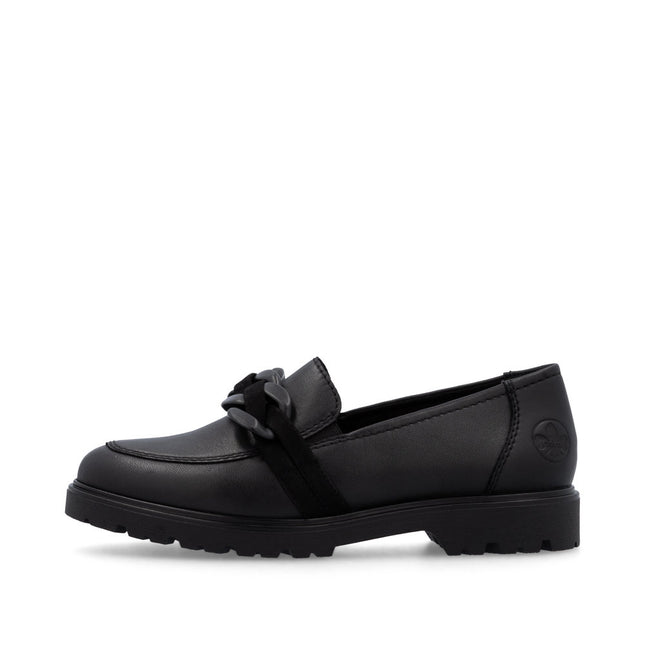 Rieker 45566-00 Black Leather Womens Loafer
