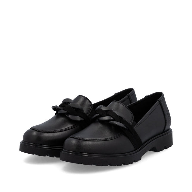 Rieker 45566-00 Black Leather Womens Loafer