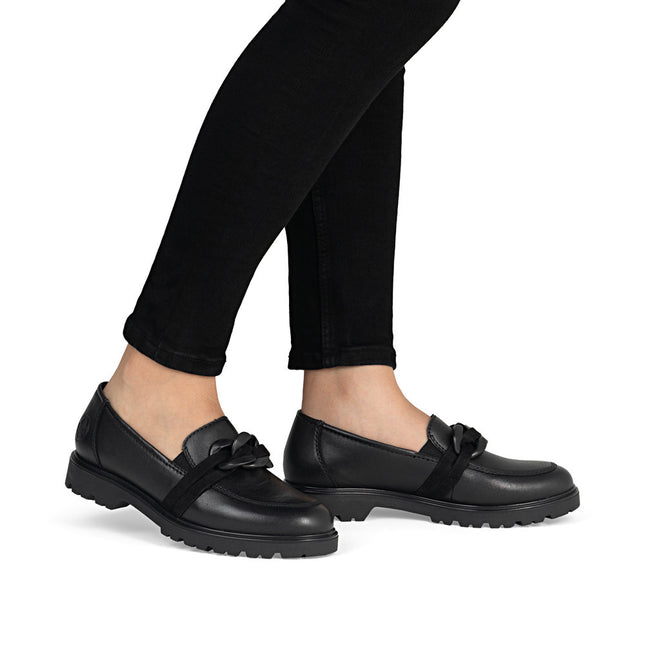 Rieker 45566-00 Black Leather Womens Loafer