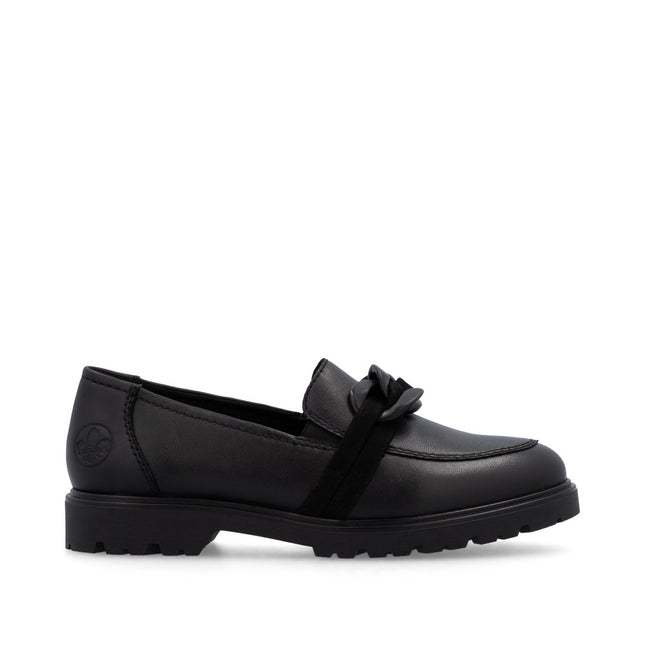 Rieker 45566-00 Black Leather Womens Loafer