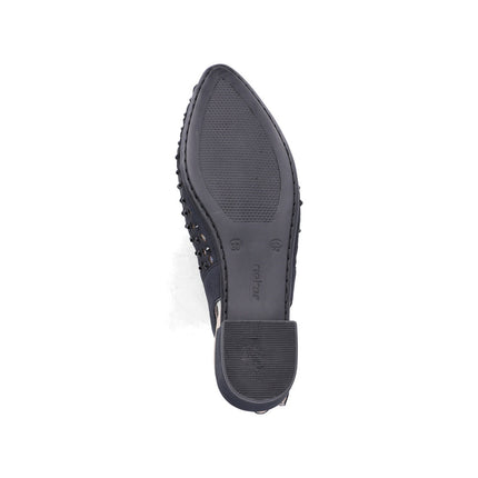 Rieker 47074-14 Blue Ladies Low Heeled Sling Back Closed Toe Sandals