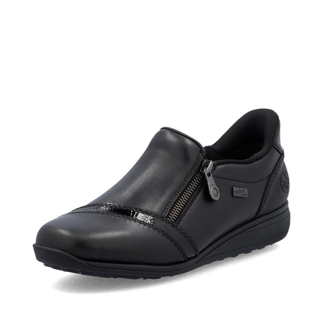 Rieker 47264-00 Black Womens Low Wedge Shoe