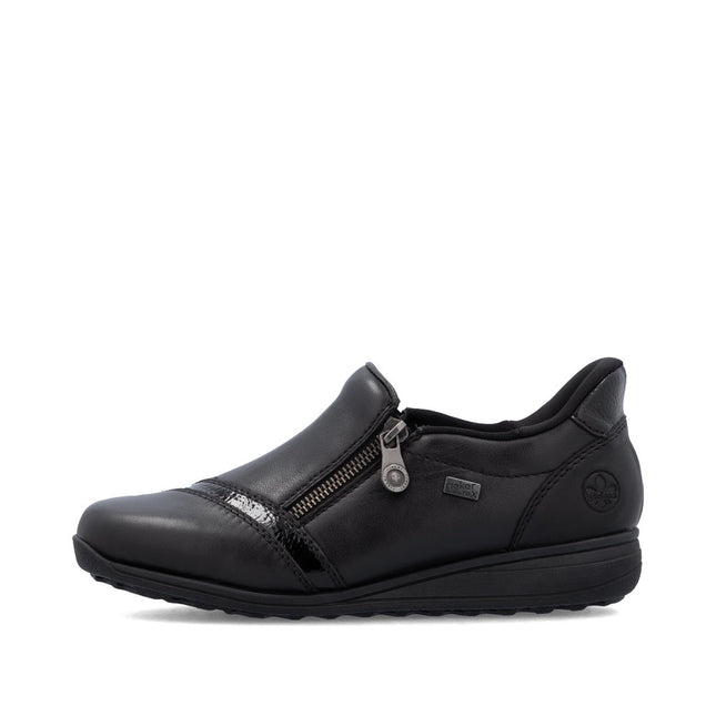 Rieker 47264-00 Black Womens Low Wedge Shoe