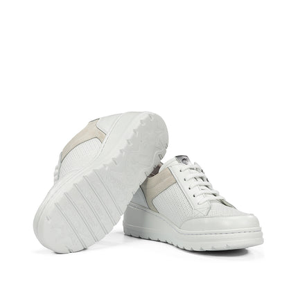 Fluchos F2173 Sugar Blanco Women’s Leather Sneakers – Lightweight “Light” Technology, 5 cm EVA Platform Sole – Summer 2026 (White)