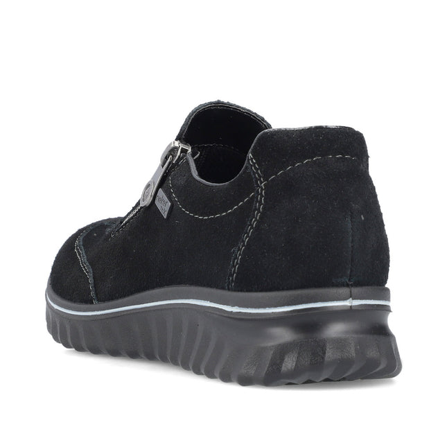 Rieker 59071-00 Black Suede Womens Low Wedge Shoe