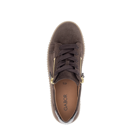 Gabor 6010.02.005 Wisdom Ladies Brown Chocolate Trainers Gold Zip