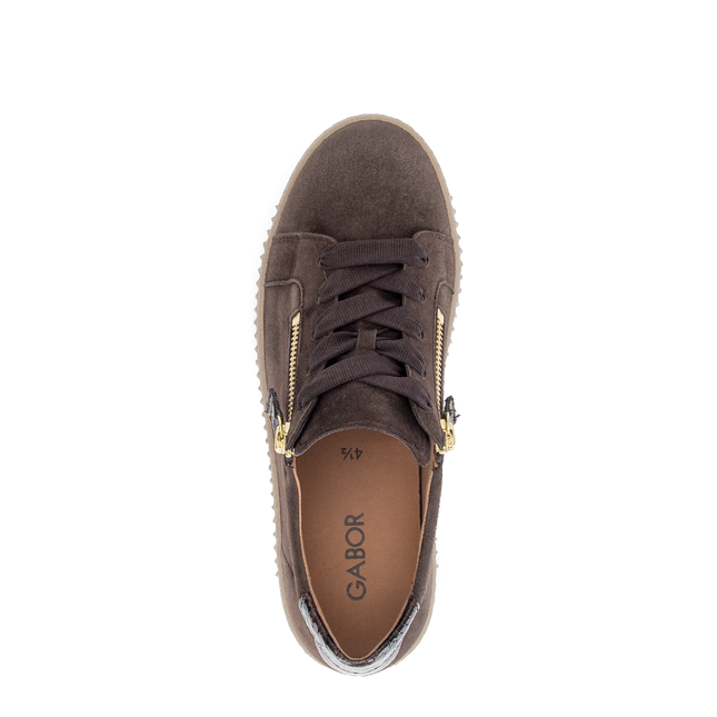 Gabor 6010.02.005 Wisdom Ladies Brown Chocolate Trainers Gold Zip