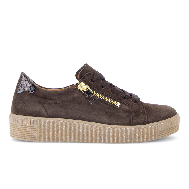 Gabor 6010.02.005 Wisdom Ladies Brown Chocolate Trainers Gold Zip
