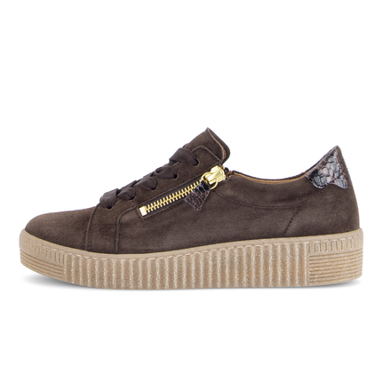 Gabor 6010.02.005 Wisdom Ladies Brown Chocolate Trainers Gold Zip