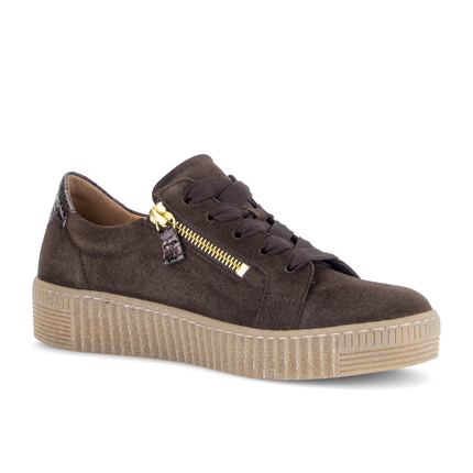Gabor 6010.02.005 Wisdom Ladies Brown Chocolate Trainers Gold Zip
