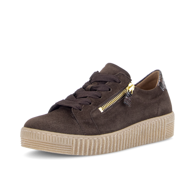 Gabor 6010.02.005 Wisdom Ladies Brown Chocolate Trainers Gold Zip