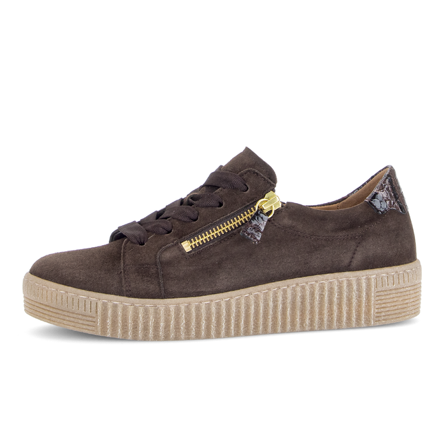 Gabor 6010.02.005 Wisdom Ladies Brown Chocolate Trainers Gold Zip