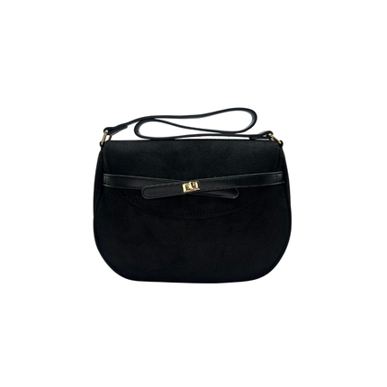 Concept Suede Effect Cross Body Black Handbags