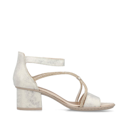 Rieker 64654-60 Gold Ladies Smart Heeled Open Toe Sandals