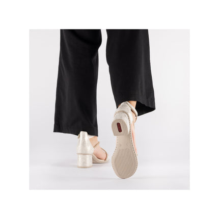 Rieker 64654-60 Gold Ladies Smart Heeled Open Toe Sandals