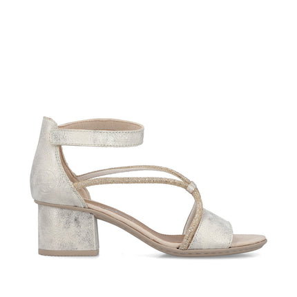 Rieker 64654-60 Gold Ladies Smart Heeled Open Toe Sandals