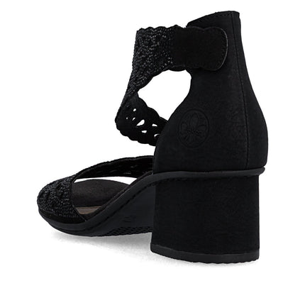 Rieker 64657-00 Black Ladies Smart Heeled Open Toe Sandals