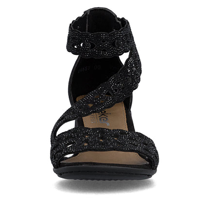 Rieker 64657-00 Black Ladies Smart Heeled Open Toe Sandals