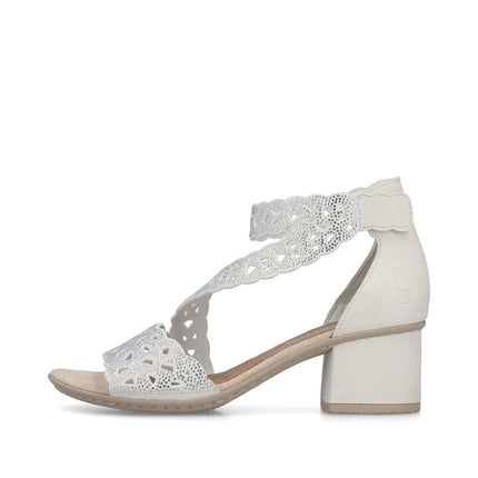 Rieker 64657-80 Silver Ladies Smart Heeled Open Toe Sandals