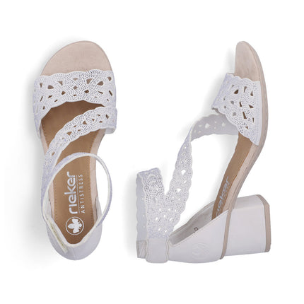 Rieker 64657-80 Silver Ladies Smart Heeled Open Toe Sandals