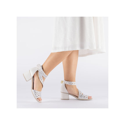 Rieker 64657-80 Silver Ladies Smart Heeled Open Toe Sandals