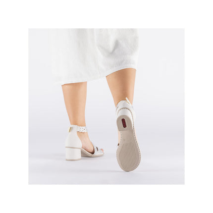 Rieker 64657-80 Silver Ladies Smart Heeled Open Toe Sandals