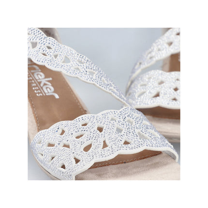 Rieker 64657-80 Silver Ladies Smart Heeled Open Toe Sandals