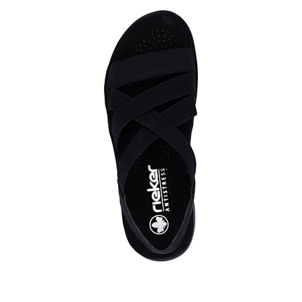 Rieker 64857-00 Black Ladies Everyday Sandals
