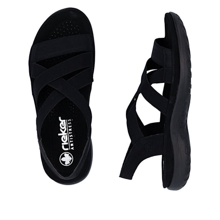 Rieker 64857-00 Black Ladies Everyday Sandals