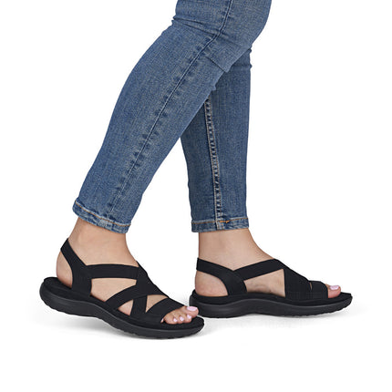 Rieker 64857-00 Black Ladies Everyday Sandals