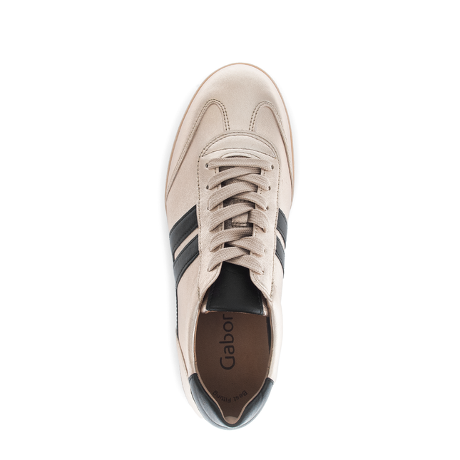 Gabor 73.300.62 West Champagne & Black Leather Trainer