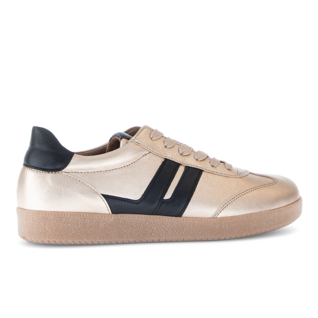 Gabor 73.300.62 West Champagne & Black Leather Trainer