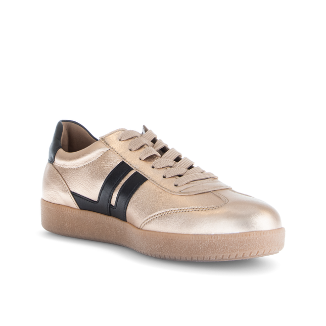 Gabor 73.300.62 West Champagne & Black Leather Trainer