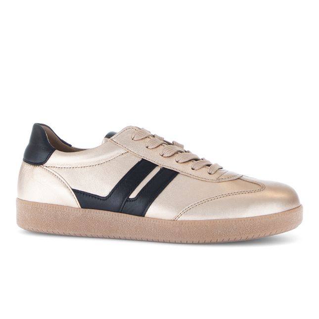Gabor 73.300.62 West Champagne & Black Leather Trainer