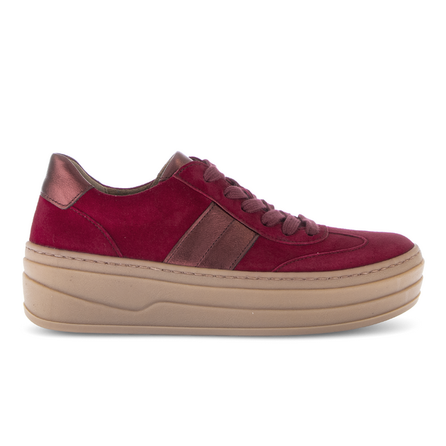 Gabor 73.350.15 Steam Dark Red Suede Flatform Trainer