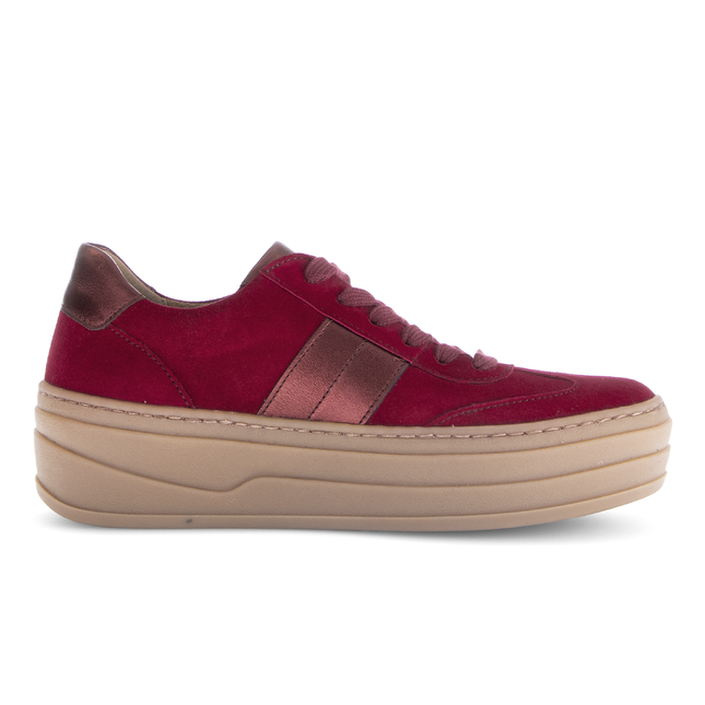 Gabor 73.350.15 Steam Dark Red Suede Flatform Trainer